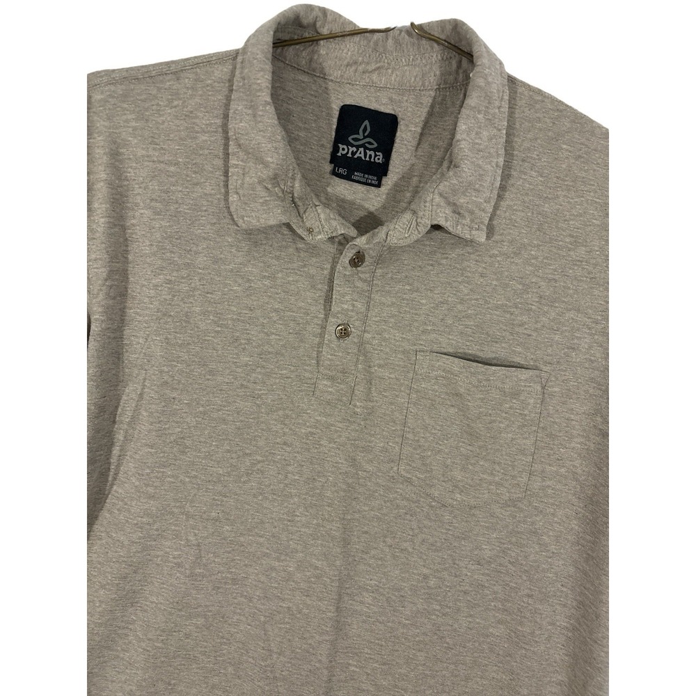 PrAna Polo Shirt Adult Large Tan Short Sleeve Lightweight Casual Men's